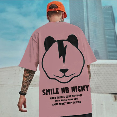 NB NICKY BOY Printed Men Round Neck Pink T-Shirt