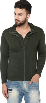 Tresna Trending Solid Men Polo Neck Dark Green T-Shirt