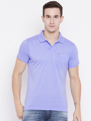 Camey Solid Men Polo Neck Purple T-Shirt