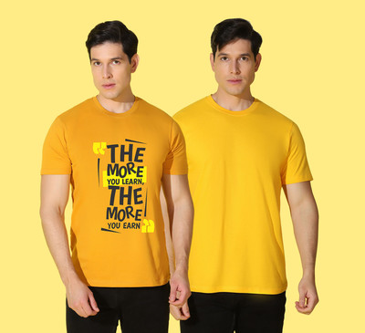 WOOSTRO Printed, Solid Men Round Neck Multicolor T-Shirt