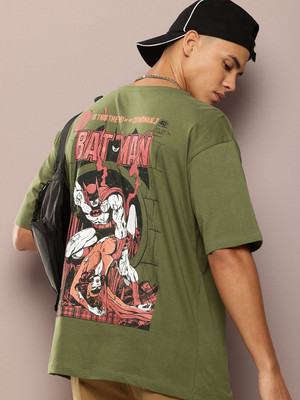 Kook N Keech Batman Printed Men Round Neck Green T-Shirt