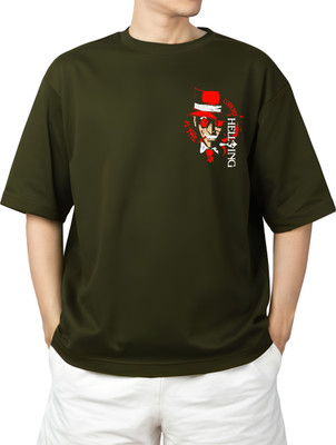 starsbuyer Printed Men Round Neck Dark Green T-Shirt
