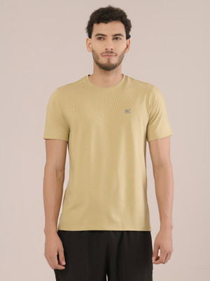 HRX by Hrithik Roshan Solid Men Round Neck Yellow T-Shirt