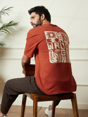 WROGN Printed Men Crew Neck Maroon T-Shirt
