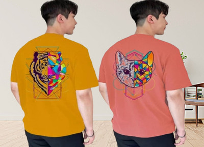 Clothy Trend Typography Men Round Neck Orange, Yellow T-Shirt