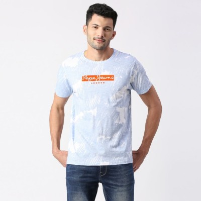 Pepe Jeans Printed Men Round Neck Blue T-Shirt