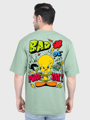 clickwell Printed, Typography Men Round Neck Light Green T-Shirt