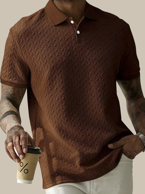The Modern Soul Solid Men Polo Neck Brown T-Shirt