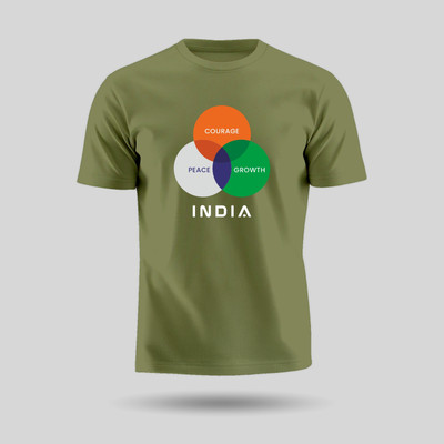 Luv My India Graphic Print Men Round Neck Green T-Shirt
