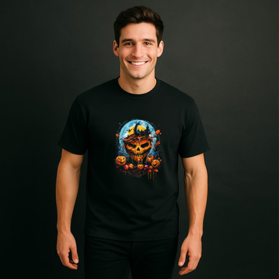 RIVONN Graphic Print Men Round Neck Black T-Shirt