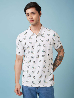 Status Quo Printed Men Polo Neck White T-Shirt