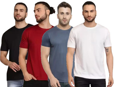 Diwazzo Solid Men Round Neck Multicolor T-Shirt