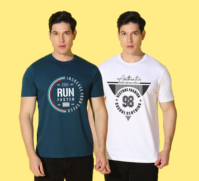 WOOSTRO Printed Men Round Neck Multicolor T-Shirt