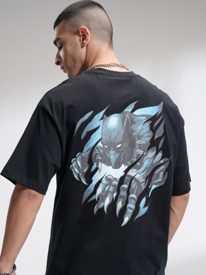 HIGHLANDER Printed Men Round Neck Black T-Shirt