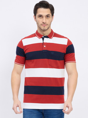 DUKE Striped Men Polo Neck Multicolor T-Shirt