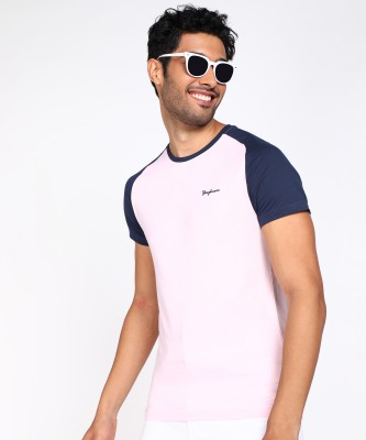 BEING HUMAN Colorblock Men Round Neck Pink T-Shirt