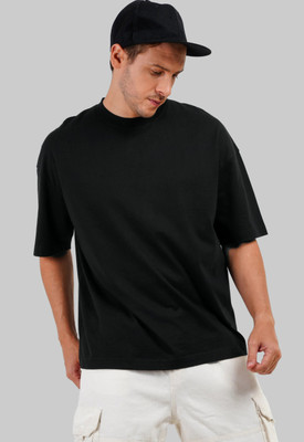 ALONE EAGLE Solid Men Round Neck Black T-Shirt