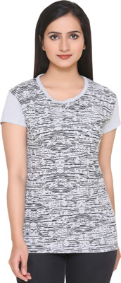 HouseOfCommon Printed Women Round Neck Multicolor T-Shirt