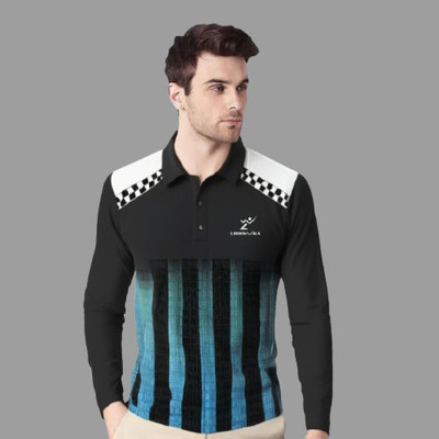 lookswala Printed Men Polo Neck Multicolor T-Shirt
