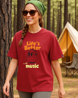 BEWAKOOF Graphic Print Women Round Neck Red T-Shirt