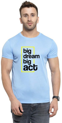 LV CARE Printed Men Round Neck Blue T-Shirt