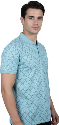 Humburg Printed Men Polo Neck Light Green T-Shirt