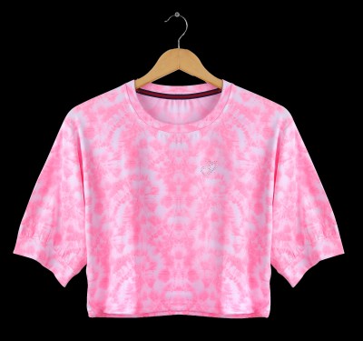 PERFECTPIVOT Printed Women Round Neck Pink, White T-Shirt