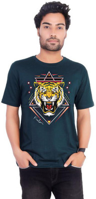 CLUESSTYLE Graphic Print Men Round Neck Dark Blue T-Shirt