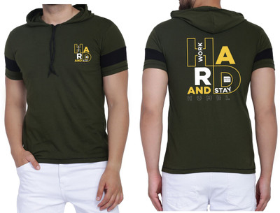 WOOSTRO Printed, Typography Men Round Neck Dark Green T-Shirt