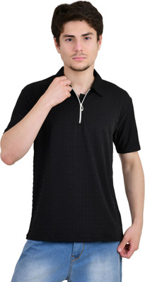 YUALIN CREATION Printed Men Zip Neck Multicolor T-Shirt