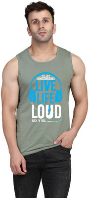 SLOWLORIS Printed Men Scoop Neck Light Green T-Shirt