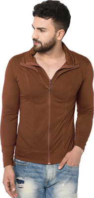 Tresna Trending Solid Men Polo Neck Brown T-Shirt