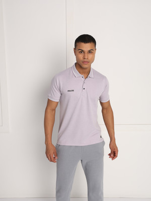 Pace International Printed Men Polo Neck Purple T-Shirt