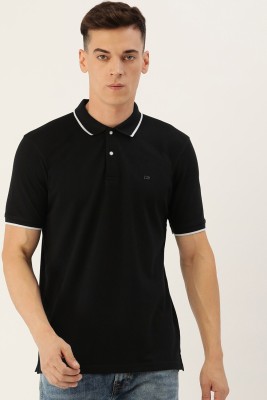 PETER ENGLAND Solid Men Polo Neck Black T-Shirt