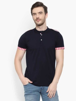 UNICUS APPAREL Solid Men Henley Neck Dark Blue T-Shirt