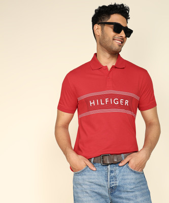 TOMMY HILFIGER Graphic Print Men Polo Neck Red T-Shirt