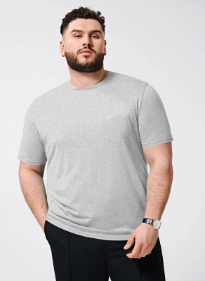Triptee Solid Men Round Neck Grey T-Shirt