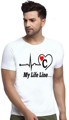 BQF Printed, Self Design Men Round Neck White T-Shirt