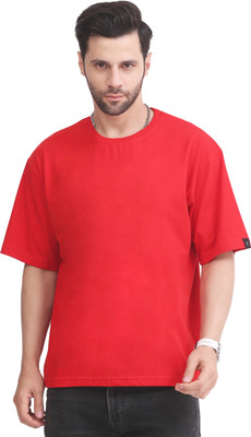 YOUNGBLOK Solid Men Round Neck Red T-Shirt