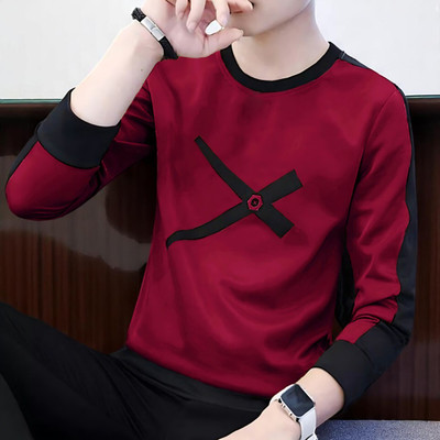 Autna Printed Men Round Neck Maroon T-Shirt