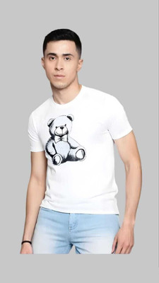 Royal Creations By Rv Printed Men Round Neck White T-Shirt