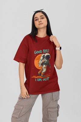 Stylewill Graphic Print Women Round Neck Maroon T-Shirt