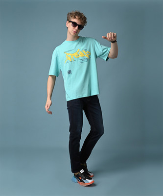 KILLER Printed Men Round Neck Light Green T-Shirt
