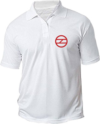 PrintHolic Solid Men Polo Neck White T-Shirt