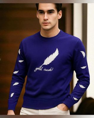 FASHIUM Printed Men Round Neck Navy Blue T-Shirt