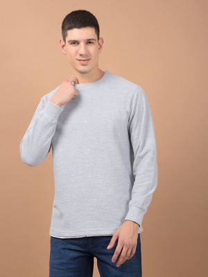 CANTABIL Solid Men Round Neck Grey T-Shirt