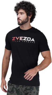 Zvezda Printed Men Round Neck Black T-Shirt
