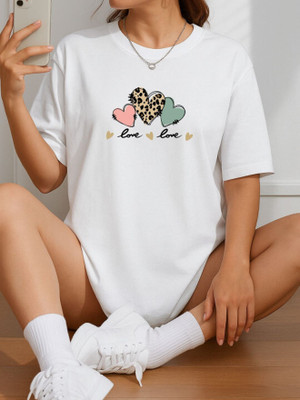 SZN Graphic Print Women Crew Neck White T-Shirt