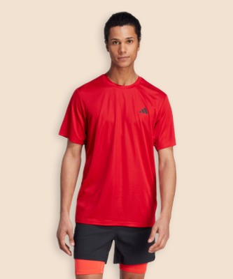 ADIDAS Printed Men Crew Neck Red T-Shirt