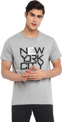 American Crew Typography Men Round Neck Grey T-Shirt